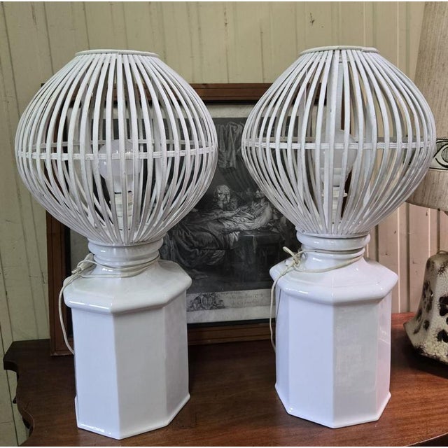 Large Modern Lamps in Ceramic and Painted Wood, Set of 2 For Sale - Image 10 of 10