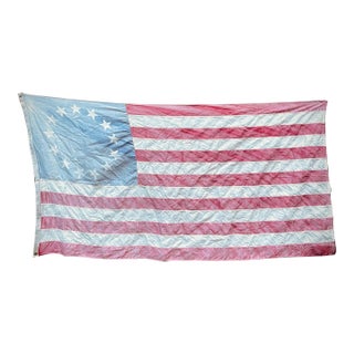 Real Vintage Betsy Ross American Revolutionary Flag 13 Stars Cotton 1976 With Beautiful Naturally Faded Patina 3x5 For Sale