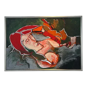Contemporary Abstract Painting of a Reclining Nude Figure