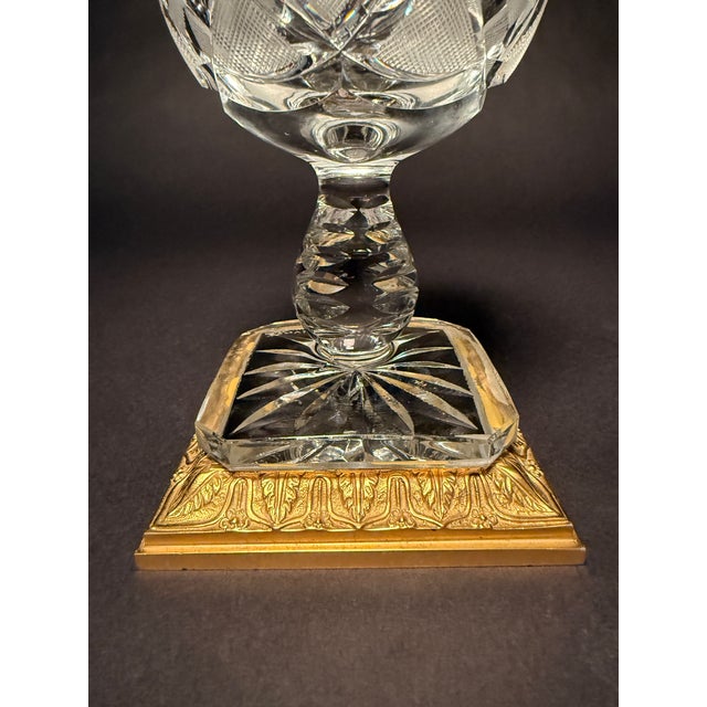 French Cut Crystal and Ormolu Compote For Sale - Image 4 of 9