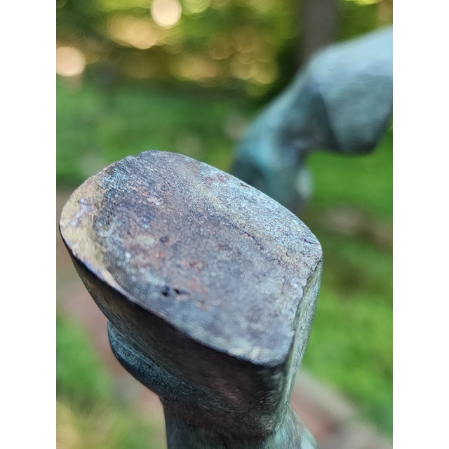 Metal Late 20th Century Brass Horse Stallion Sculpture Patina Green Large For Sale - Image 7 of 12