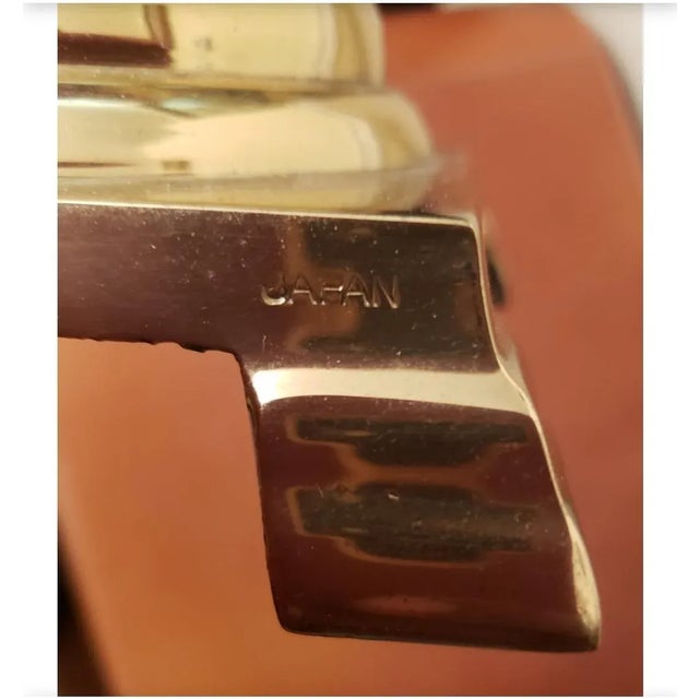 Metal Tall Tarnish Proof Solid Polished Brass Candleholders, Circa 1930s - a Pair For Sale - Image 7 of 8