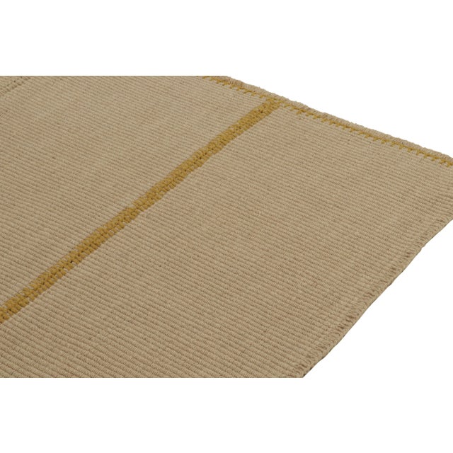 2010s Rug & Kilim’s Contemporary Kilim in Beige-Brown Panels With Ochre Accents For Sale - Image 5 of 8