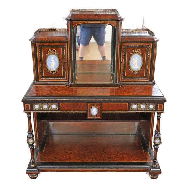 Late 19th Century English Burl Walnut Napoleon III Bronze Mounted Ladies Desk For Sale