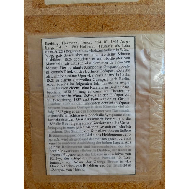 Antique Original Large Portrait Oil Painting of a German Opera Tenor For Sale - Image 15 of 15