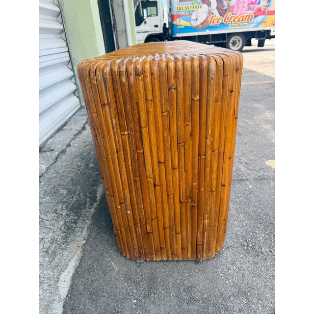 1970's Waterfall Rattan 9 Drawer Long Chest Style of Gabriella Crespi For Sale In Miami - Image 6 of 15
