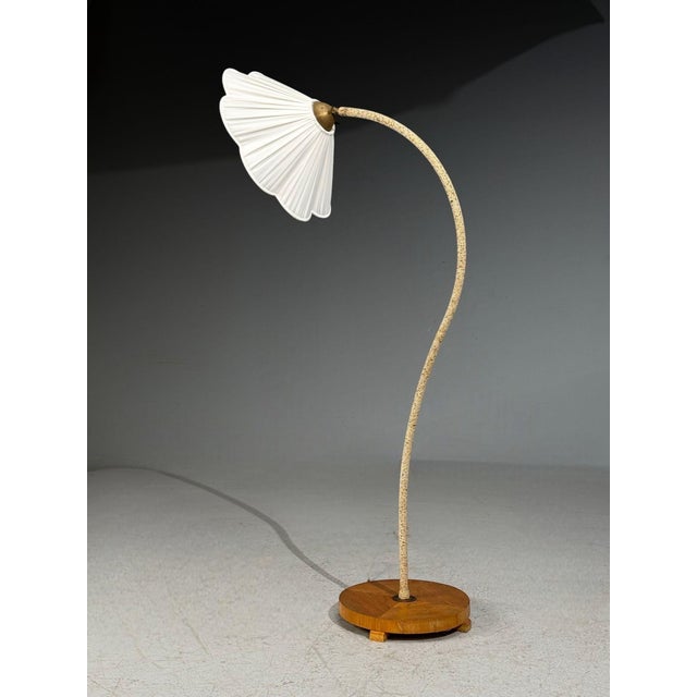 Mid-Century Modern Swedish Modern, Organic Floor Lamp, Cord, Wood, Sweden, 1930s For Sale - Image 3 of 13