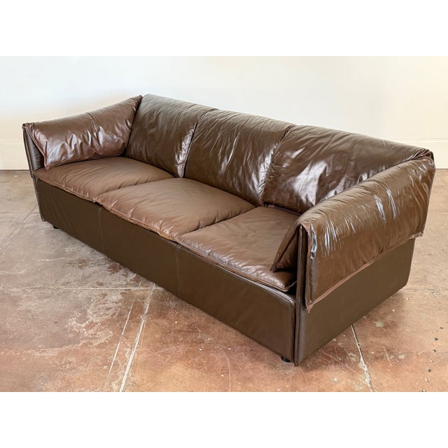 Vintage 1970's Danish Modern Leather Sofa For Sale - Image 10 of 16
