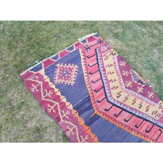 Textile 1970s Vintage Turkish Wool Kilim Runner - 2′9″ × 11′1″ For Sale - Image 7 of 9