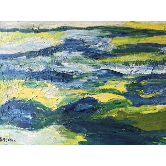 Mid-Century Modern Swedish "Waves" Vintage Abstract Oil Painting, Framed For Sale - Image 10 of 13