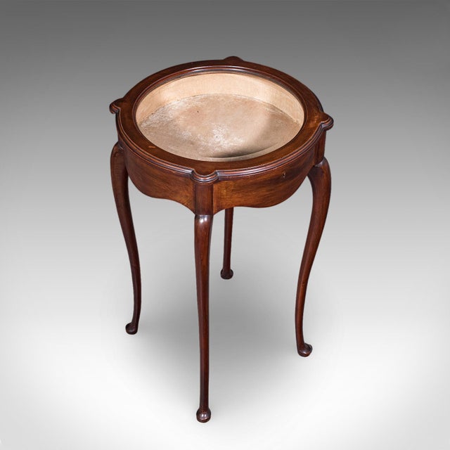 Wood Small Antique Bijouterie Table, English, Glass Display Case, Edwardian, c.1905 For Sale - Image 7 of 12