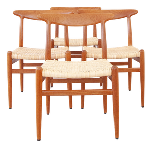 W2 Dining Chairs by Hans J. Wegner for C. M. Madsen, Denmark, 1960s, Set of 4