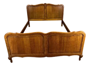 Antique Louis XV French Carved Oak Double Bed