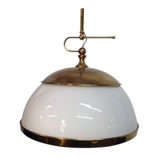 1940's Milk Glass Brass Pendant Light For Sale