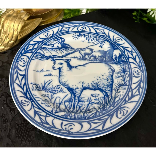 1980s 1980s Williams-Sonoma Brittany Blue & White Farm Scene Plates - 6 PCS For Sale - Image 5 of 12