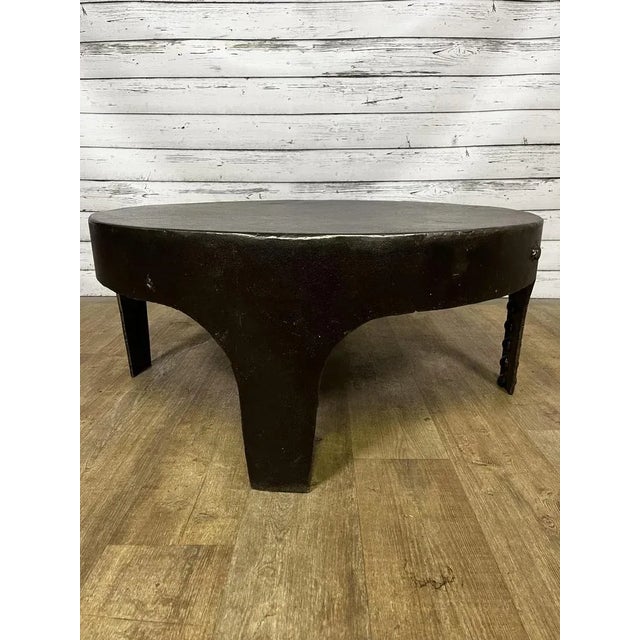 Riveted table made from an old riveted tank made around 1920, sanded, oiled