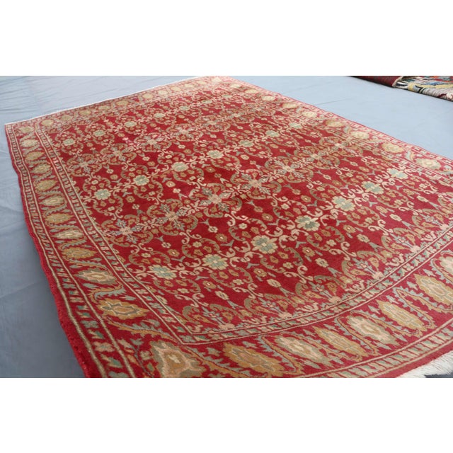 Vintage Turkmen Bukhara Hand-Knotted Wool Rug 6'1 X 8'9 For Sale - Image 6 of 8