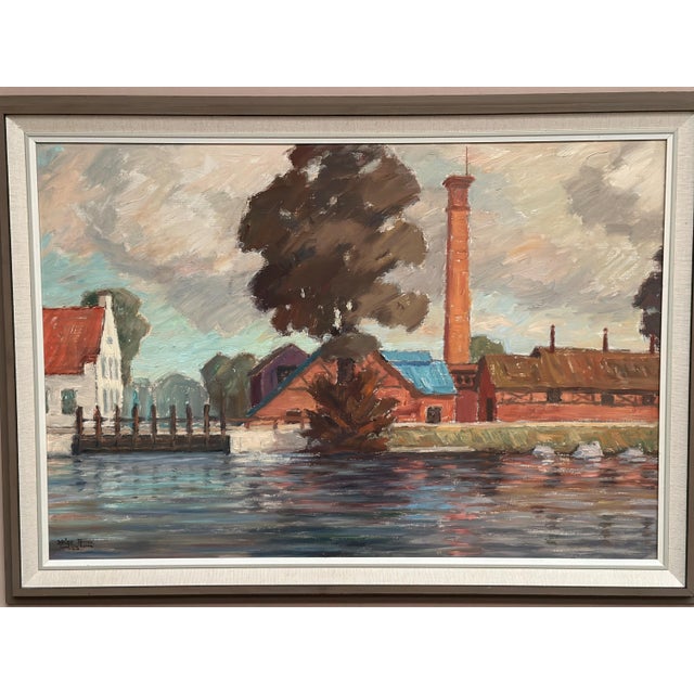 Helge Andersson, Coastal Village, 1965, Oil on Panel, Framed For Sale - Image 10 of 18