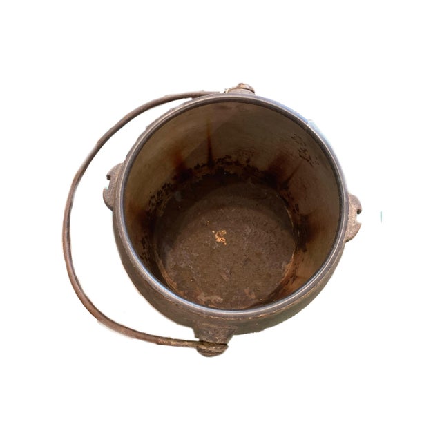Far Pavilions 1930's Rustic Iron Double Walled Pressure Cooker With Lid For Sale - Image 4 of 4