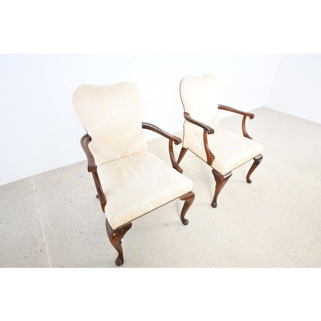 Baker Furniture Company Baker Furniture Queen Anne Mahogany Armchairs – Pair For Sale - Image 4 of 14