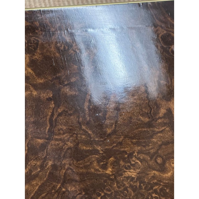 1980s Lacuqered Faux Swirl Walnut Coffee Table For Sale - Image 10 of 12