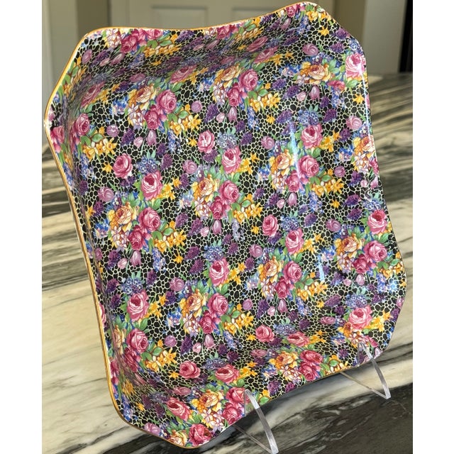 1930's Made in England Royal Winton Chintz Hazel Pattern Square Serving Bowl For Sale - Image 13 of 16