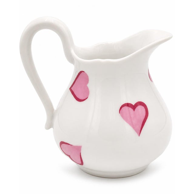 White Mid 20th Century D. Porthault Paris Limoges Porcelain Coeurs Pink Hearts Creamer For Sale - Image 8 of 8