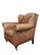 Late 20th Century Vintage Baker Milling Road Leather Wingback Chair & Ottoman With Nailheads and Casters For Sale - Image 5 of 12