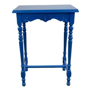 1920s Antique Georgian Victorian Side Table, Newly Painted Lacquered Royal Blue For Sale