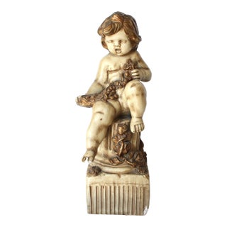 Italian Renaissance Figurative Sitting Cherub/Putti Sculpture For Sale
