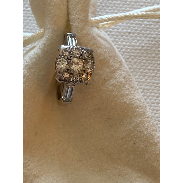 Vintage Estate Platinum Diamond Cluster Ring 4.5 For Sale - Image 9 of 12