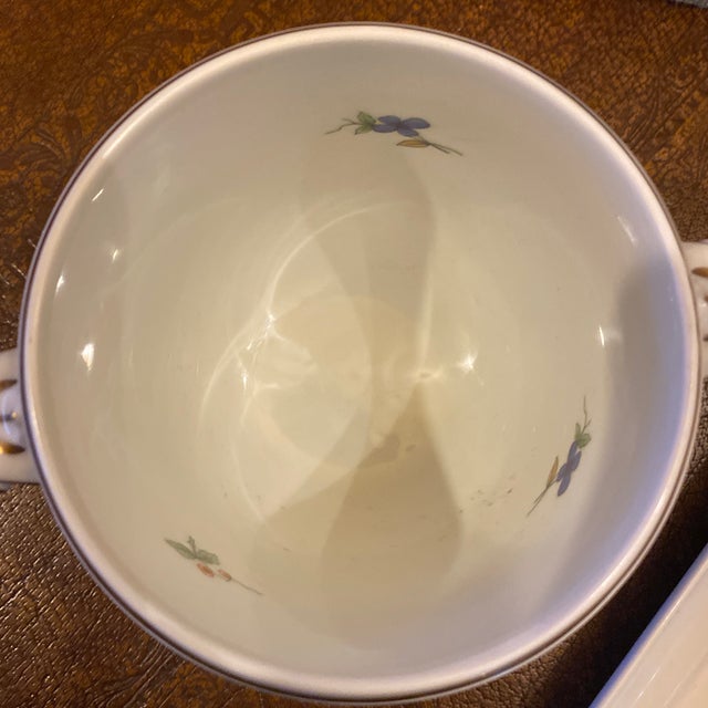 Late 20th Century Richard Ginori Italy Floral Porcelain Tea Service Set With Tray, Sugar, Creamer & Saucers - Set of 6 For Sale In Detroit - Image 6 of 12