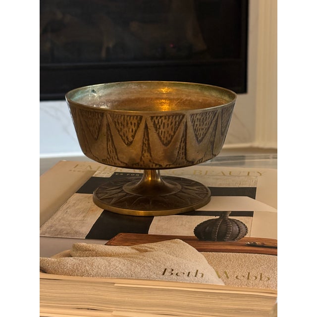 Mid-Century Modernist Brass Pedestal Bowl For Sale In Little Rock - Image 6 of 14
