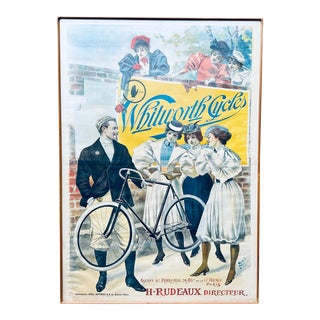 Original Framed Whitworth Cycles French Bicycle Advertising Poster by Jean De Paleologue For Sale