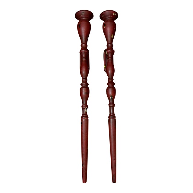 Vintage 34 Inch Iron/Metal Wall Mount Sconce Candle Holders - a Pair For Sale