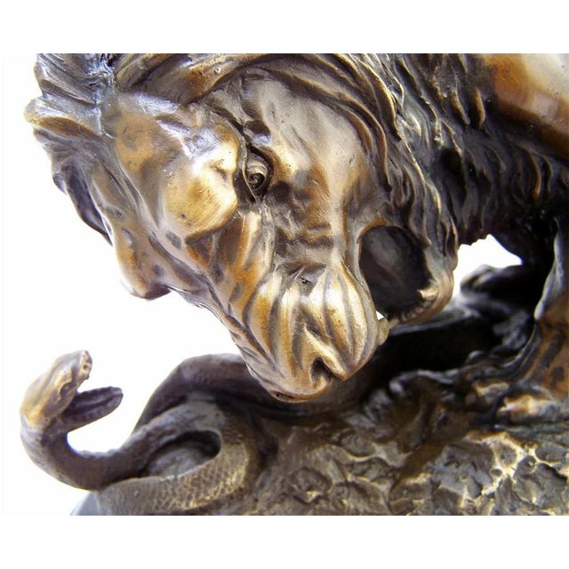 Large Art Deco Bronze Lion Sculpture For Sale - Image 6 of 7