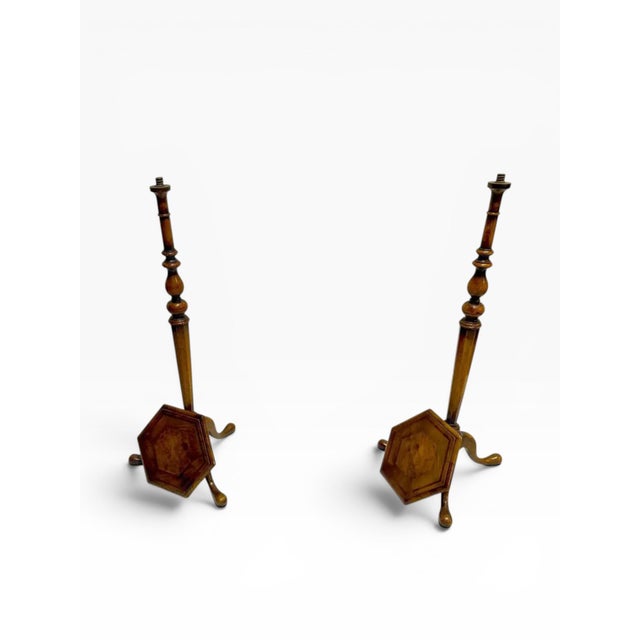 Brown 1940s Tripod Plant Stand Tables- a Pair For Sale - Image 8 of 14