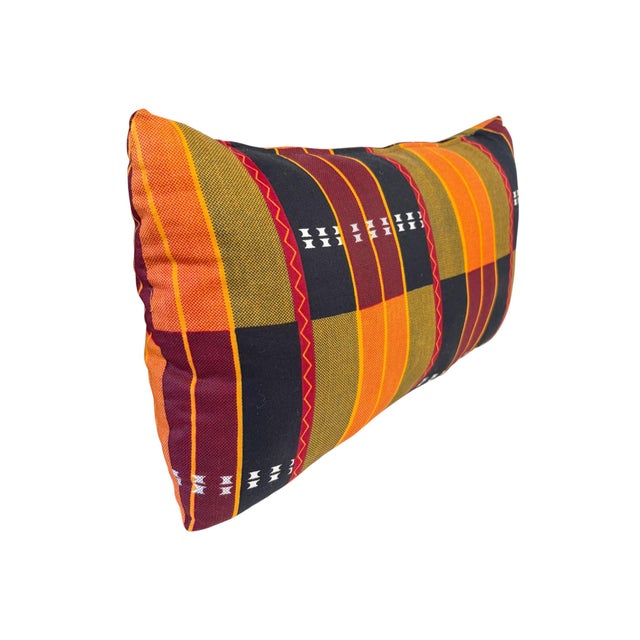 African Kente Cloth Throw Lumbar Pillow 17" W For Sale - Image 4 of 8