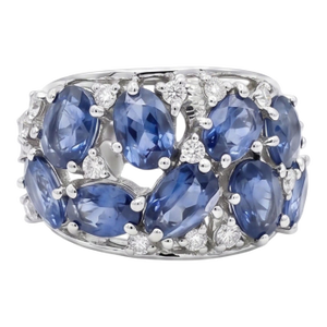 Natural Blue Sapphire 5.75cts & Diamond 0.38cts Ring in 18k Gold