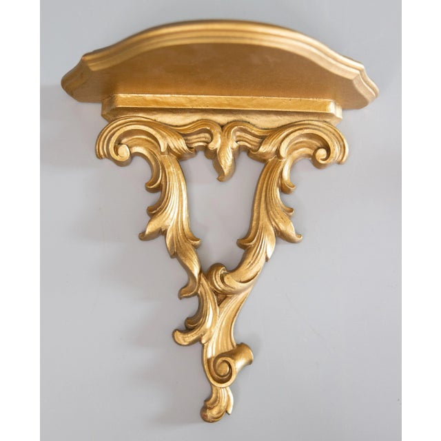 Hollywood Regency Vintage Italian Style Gilt Wall Brackets - A Pair For Sale - Image 3 of 7