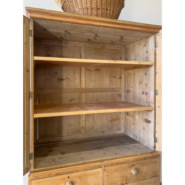 Wood Antique Linen Press, Storage Cabinet With Drawers For Sale - Image 7 of 12