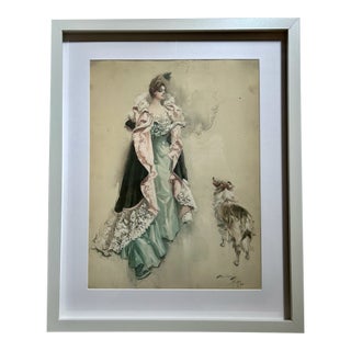 Framed Harrison Fisher "Final Instructions" Lithograph, 1902 Reproduction For Sale
