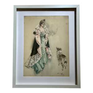 Framed Harrison Fisher "Final Instructions" Lithograph, 1902 Reproduction