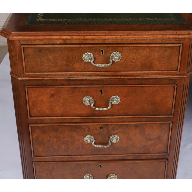 Antique Victorian Burr Walnut Partners Pedestal Desk, 1900s For Sale - Image 13 of 18