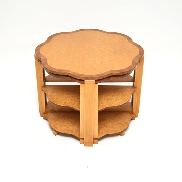 A gorgeous and extremely well made Art Deco birds eye maple nesting coffee table. This was made in England, it dates from...