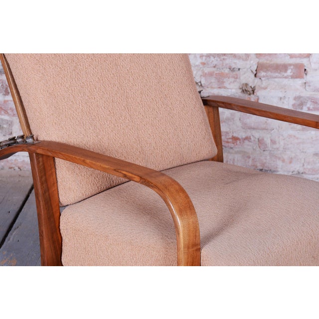 Art Deco High Gloss Reclining Armchair in Walnut, Czech, 1920s For Sale - Image 11 of 15