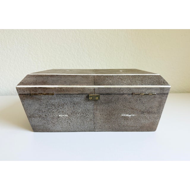 Large R & Y Augousti Shagreen Box With Bone Inlay, Late 20th Century For Sale - Image 18 of 18