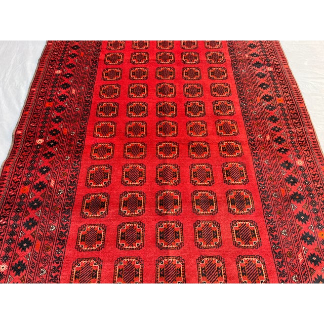Islamic Vintage Afghan Turkmen Ersari Tekke Gul Rug - 6'2" X 3'10" For Sale - Image 3 of 11