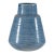 Artisan Blue-Glazed Ceramic Vase with Ribbed Surface and Tapering Form For Sale
