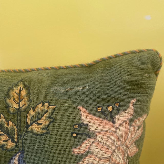 20th Century English Floral Cachepot Needlepoint Pillow For Sale - Image 10 of 13